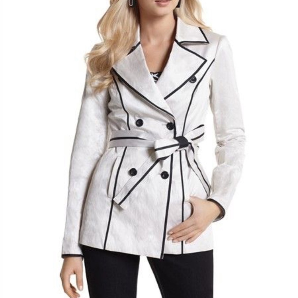 WHBM Cream Double Breasted Jacket Blazer w Belt xs